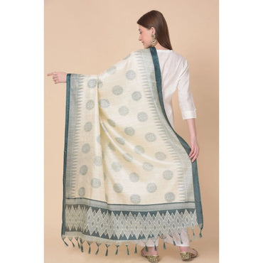Women's Art Silk Printed Shawl (Grey, Length: 2.25 to 2.50 Mtr)