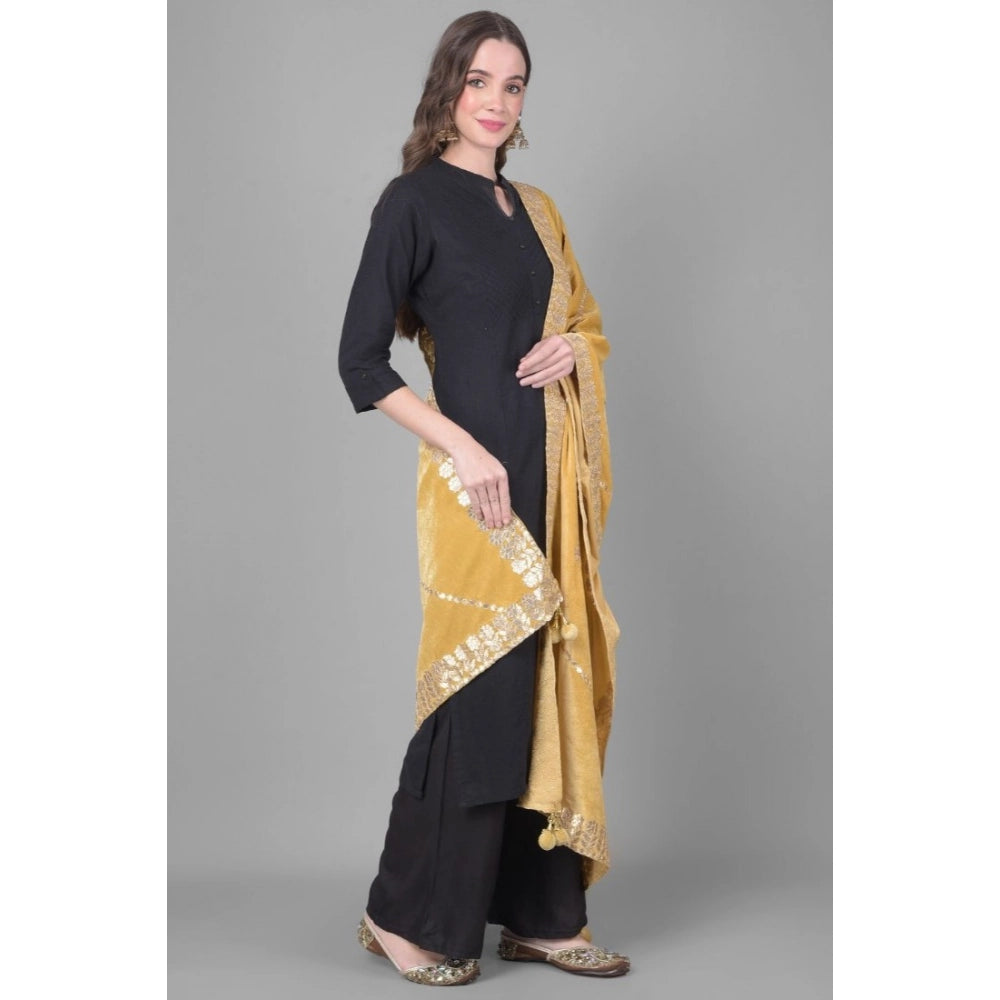 Women's Velvet Gotta Patti Shawl (Gold, Length: 2.25 to 2.50 Mtr)