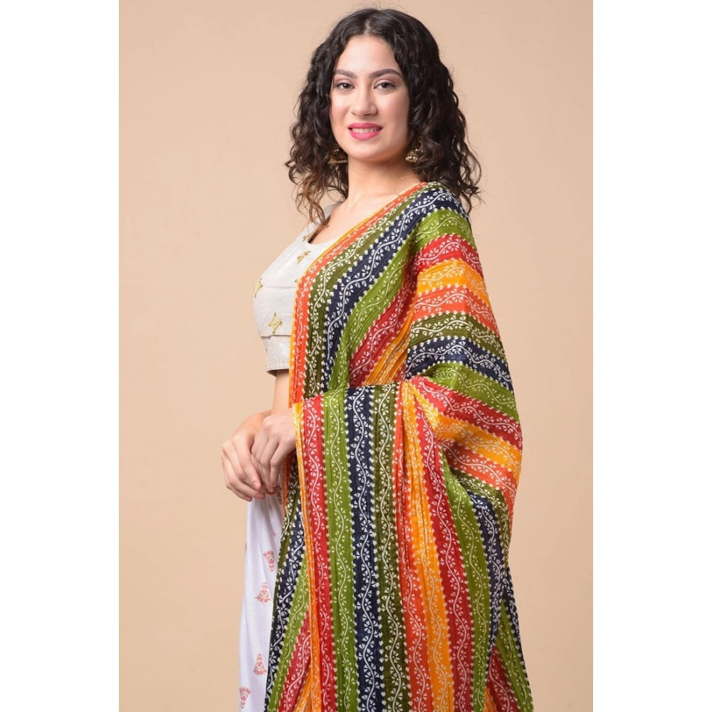 Women's Chanderi Printed Shawl (Multicolor, Length: 2.25 to 2.50 Mtr)