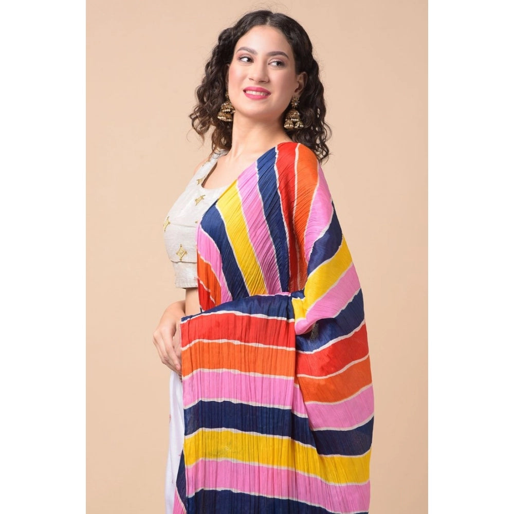 Women's Chanderi Printed Shawl (Multicolor, Length: 2.25 to 2.50 Mtr)