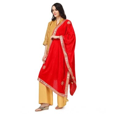 Women's Velvet Gotta Patti Shawl (Red, Length: 2.25 to 2.50 Mtr)