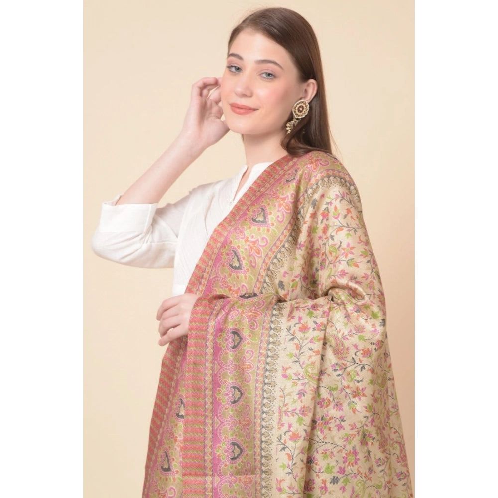 Women's Art Silk Printed Shawl (Pink, Length: 2.25 to 2.50 Mtr)