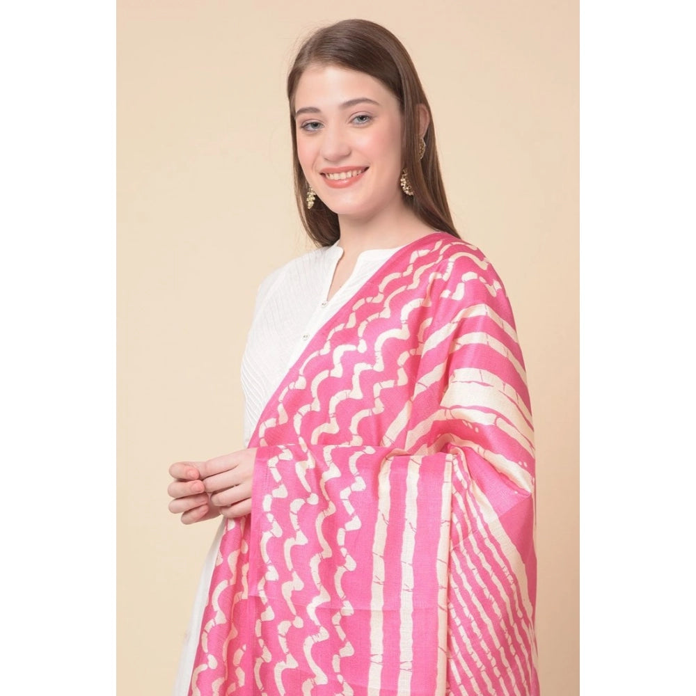 Women's Art Silk Printed Shawl (Pink, Length: 2.25 to 2.50 Mtr)