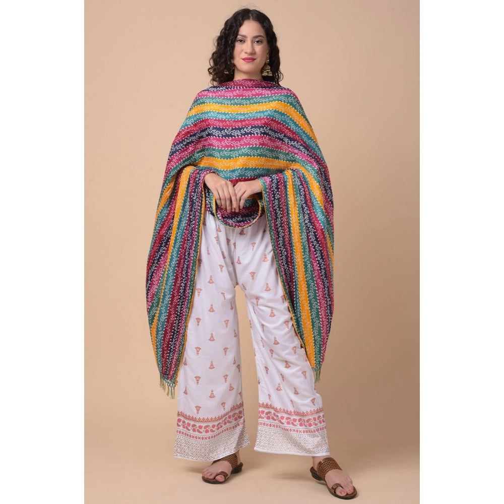 Women's Chanderi Printed Shawl (Multicolor, Length: 2.25 to 2.50 Mtr)