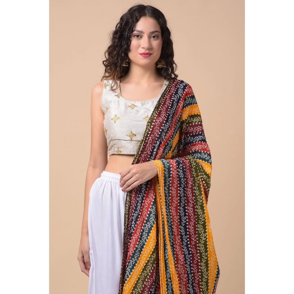 Women's Chanderi Printed Shawl (Multicolor, Length: 2.25 to 2.50 Mtr)