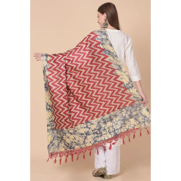Women's Art Silk Printed Shawl (Maroon, Length: 2.25 to 2.50 Mtr)