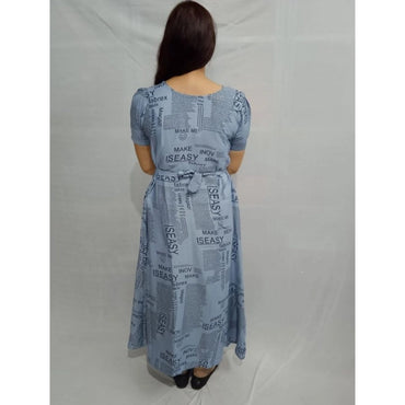 Women's Casual Crepe Half Sleeves Dress (Grey)