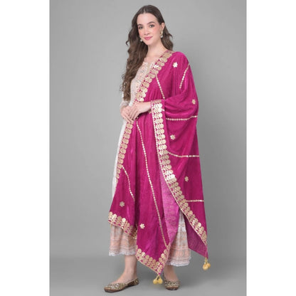 Women's Velvet Gotta Patti Shawl (Purple, Length: 2.25 to 2.50 Mtr)