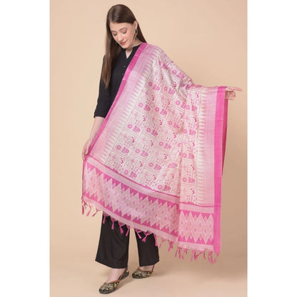 Women's Art Silk Printed Shawl (Pink, Length: 2.25 to 2.50 Mtr)