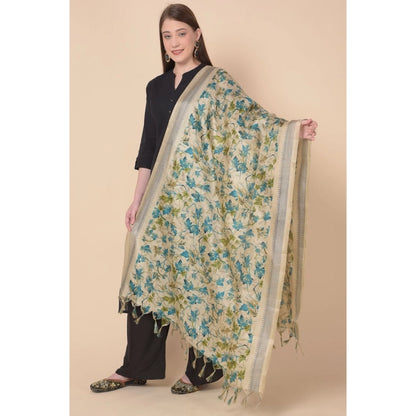 Women's Art Silk Printed Shawl (Gold, Length: 2.25 to 2.50 Mtr)
