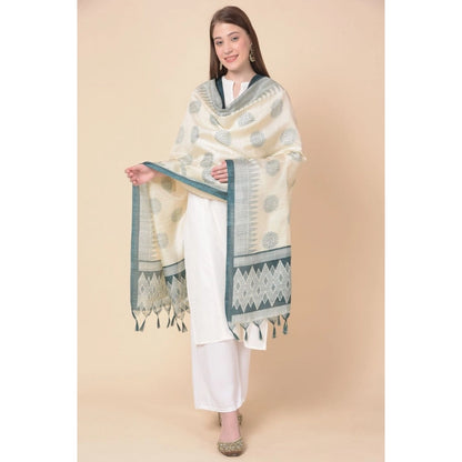 Women's Art Silk Printed Shawl (Grey, Length: 2.25 to 2.50 Mtr)