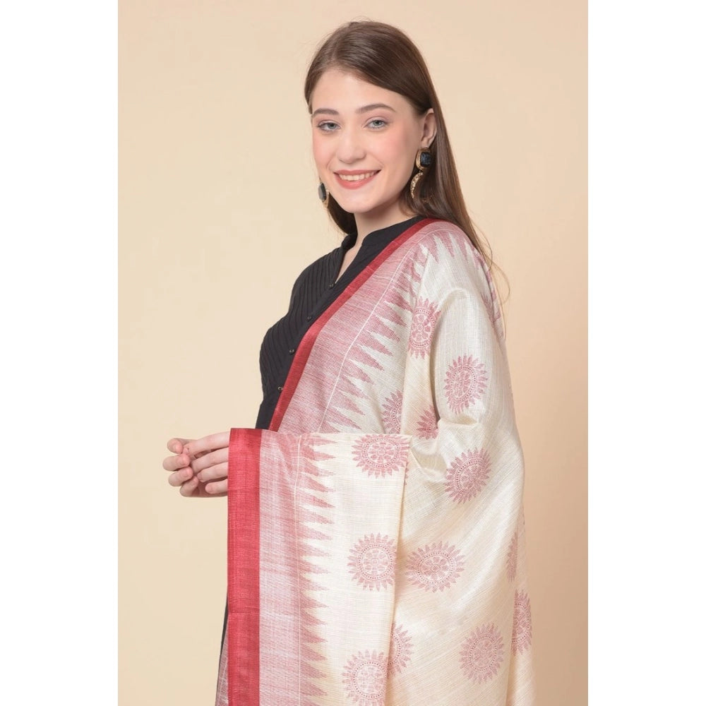 Women's Art Silk Printed Shawl (Maroon, Length: 2.25 to 2.50 Mtr)