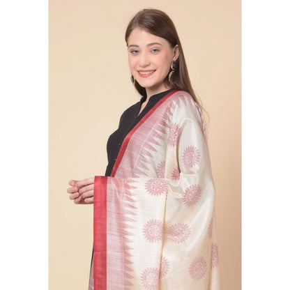 Women's Art Silk Printed Shawl (Maroon, Length: 2.25 to 2.50 Mtr)
