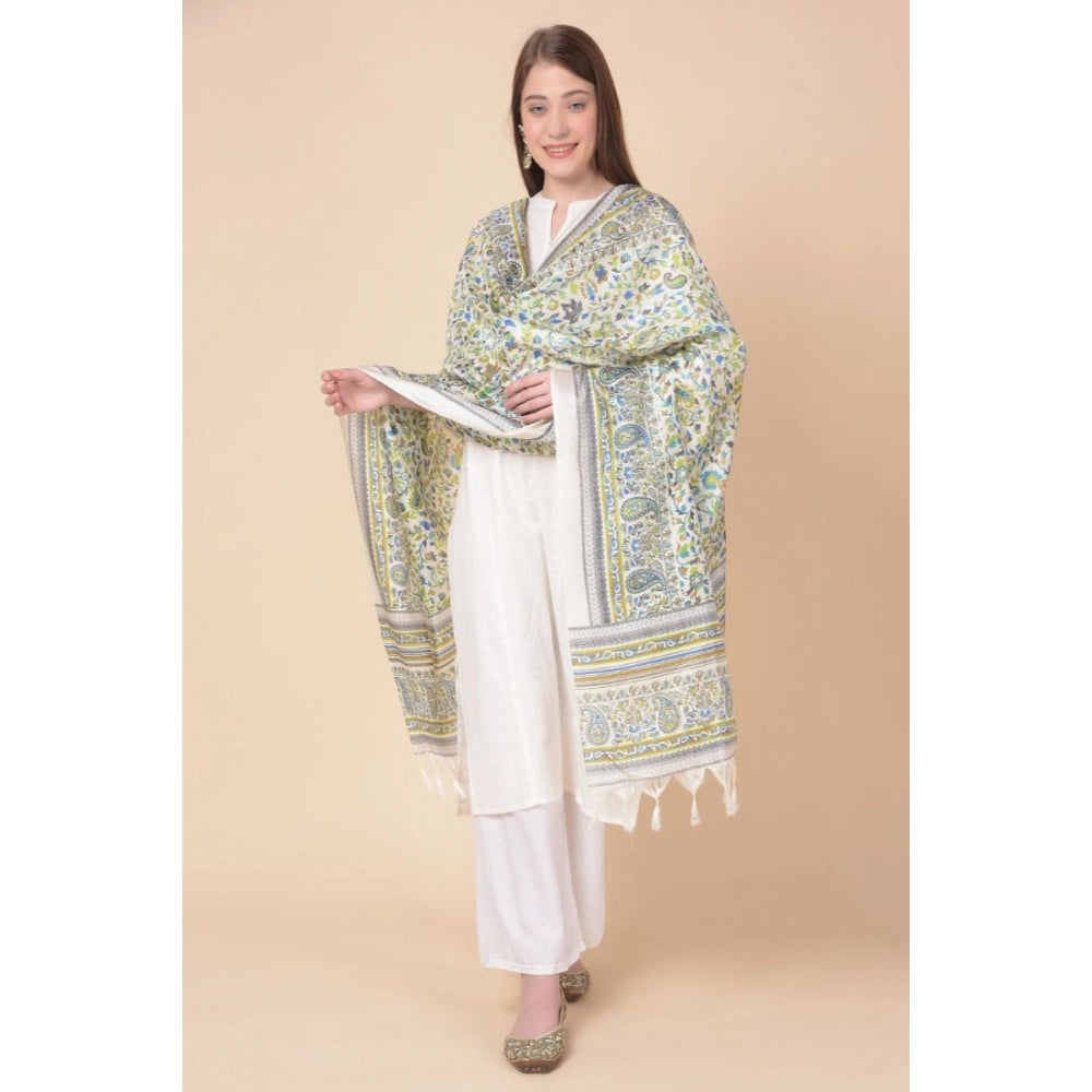 Women's Art Silk Printed Shawl (Grey, Length: 2.25 to 2.50 Mtr)
