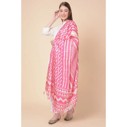 Women's Art Silk Printed Shawl (Pink, Length: 2.25 to 2.50 Mtr)