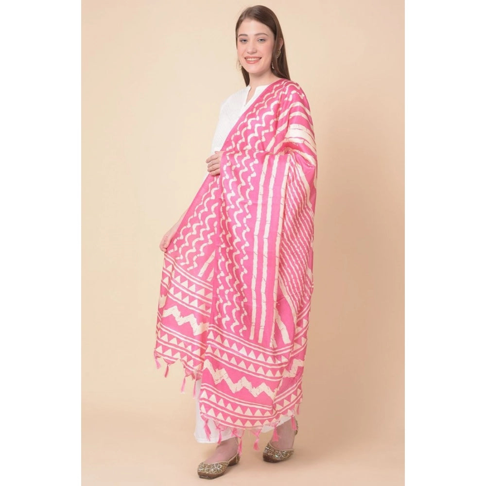 Women's Art Silk Printed Shawl (Pink, Length: 2.25 to 2.50 Mtr)