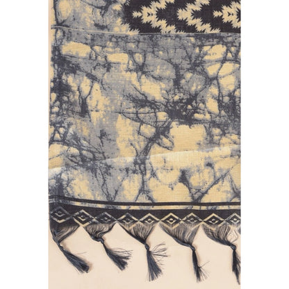 Women's Art Silk Printed Shawl (Black, Length: 2.25 to 2.50 Mtr)