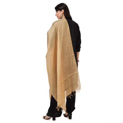 Women's Chanderi Solid Shawl (Gold, Length: 2.25 to 2.50 Mtr)