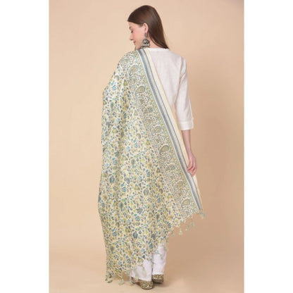 Women's Art Silk Printed Shawl (Off White, Length: 2.25 to 2.50 Mtr)