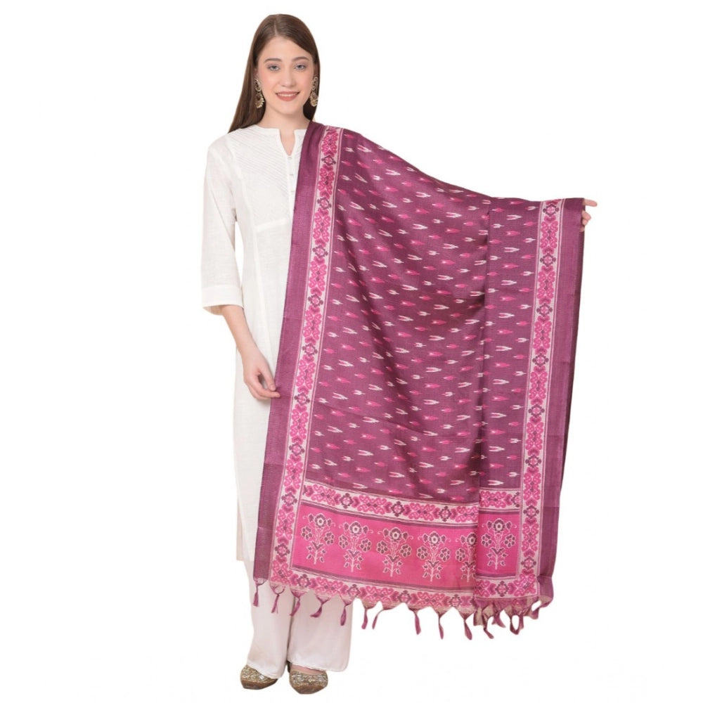 Women's Art Silk Printed Shawl (Purple, Length: 2.25 to 2.50 Mtr)