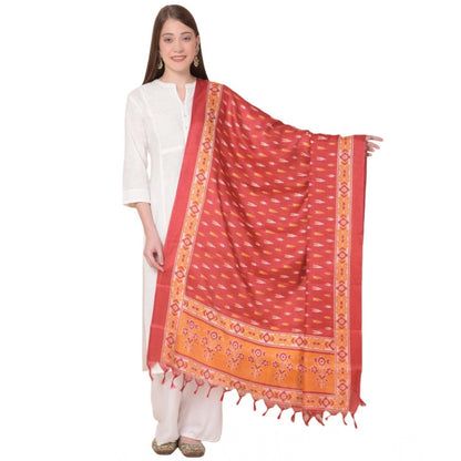 Women's Art Silk Printed Shawl (Red, Length: 2.25 to 2.50 Mtr)