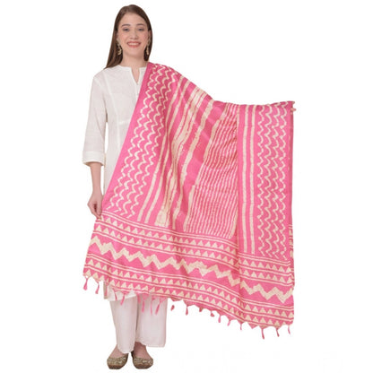 Women's Art Silk Printed Shawl (Pink, Length: 2.25 to 2.50 Mtr)