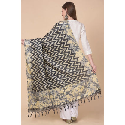 Women's Art Silk Printed Shawl (Black, Length: 2.25 to 2.50 Mtr)