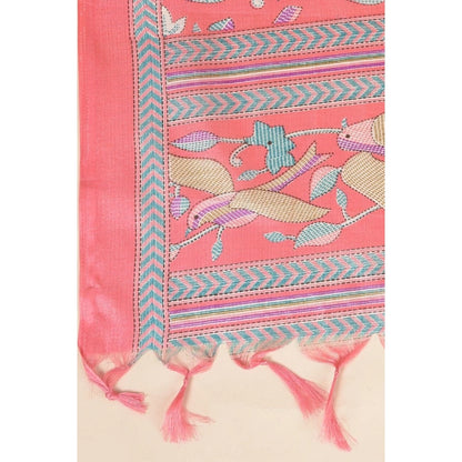 Women's Art Silk Printed Shawl (Pink, Length: 2.25 to 2.50 Mtr)