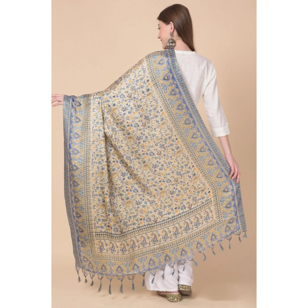 Women's Art Silk Printed Shawl (Grey, Length: 2.25 to 2.50 Mtr)