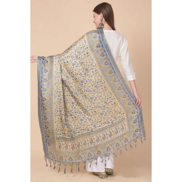 Women's Art Silk Printed Shawl (Grey, Length: 2.25 to 2.50 Mtr)