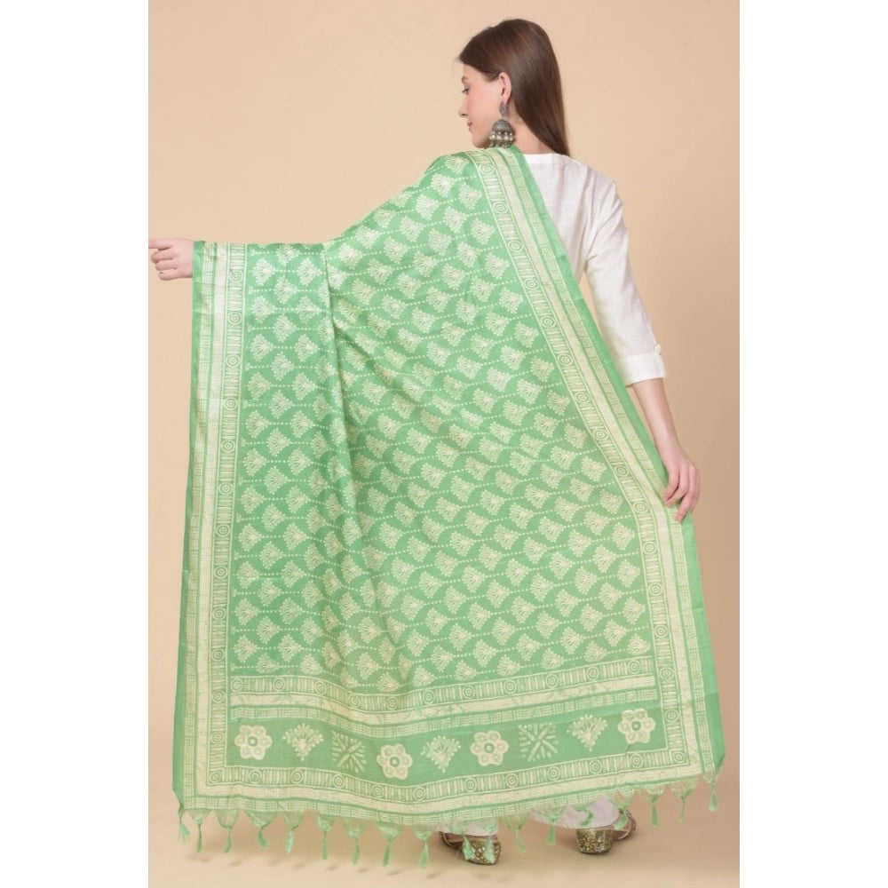 Women's Art Silk Printed Shawl (Light Green, Length: 2.25 to 2.50 Mtr)