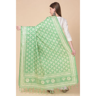 Women's Art Silk Printed Shawl (Light Green, Length: 2.25 to 2.50 Mtr)
