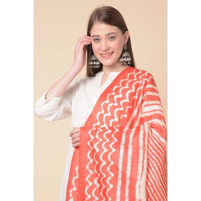 Women's Art Silk Printed Shawl (Orange, Length: 2.25 to 2.50 Mtr)