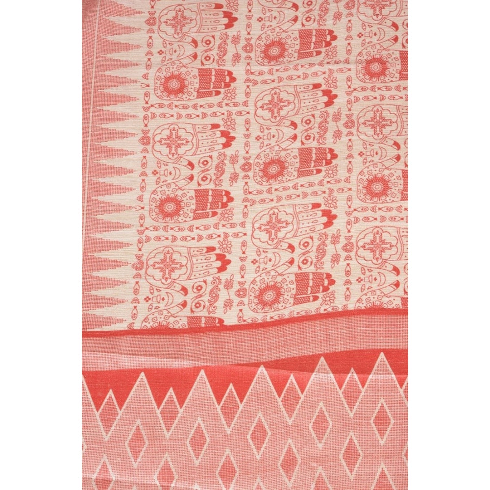 Women's Art Silk Printed Shawl (Orange, Length: 2.25 to 2.50 Mtr)