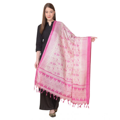 Women's Art Silk Printed Shawl (Pink, Length: 2.25 to 2.50 Mtr)