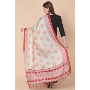 Women's Art Silk Printed Shawl (Maroon, Length: 2.25 to 2.50 Mtr)