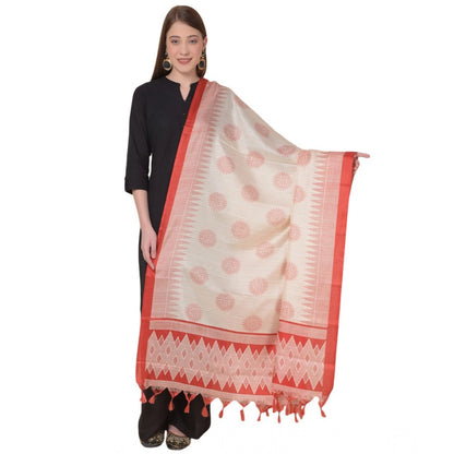 Women's Art Silk Printed Shawl (Red, Length: 2.25 to 2.50 Mtr)