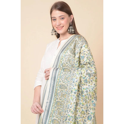 Women's Art Silk Printed Shawl (Off White, Length: 2.25 to 2.50 Mtr)