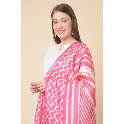 Women's Art Silk Printed Shawl (Pink, Length: 2.25 to 2.50 Mtr)