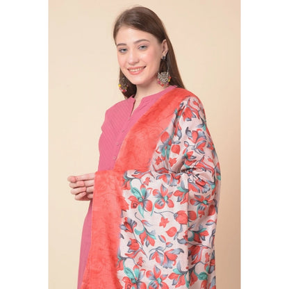 Women's Art Silk Printed Shawl (Red, Length: 2.25 to 2.50 Mtr)