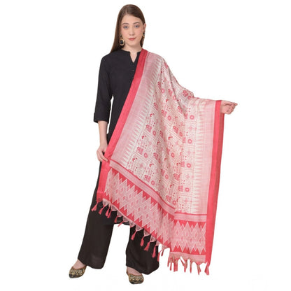 Women's Art Silk Printed Shawl (Red, Length: 2.25 to 2.50 Mtr)