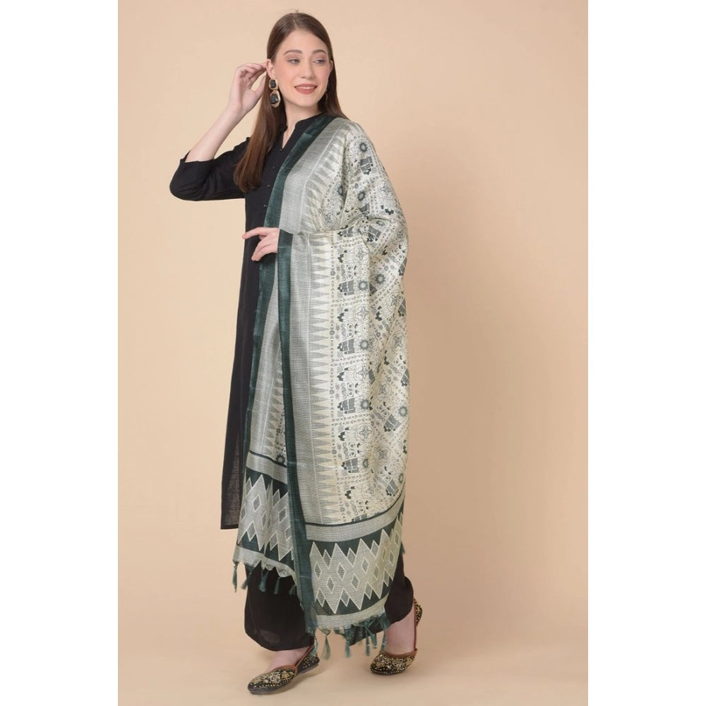 Women's Art Silk Printed Shawl (Grey, Length: 2.25 to 2.50 Mtr)