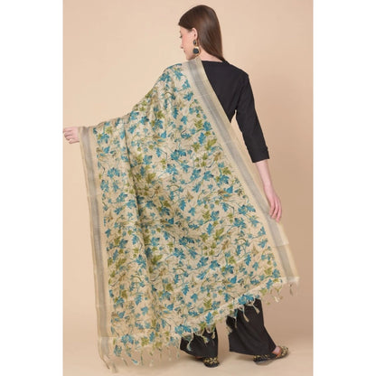 Women's Art Silk Printed Shawl (Gold, Length: 2.25 to 2.50 Mtr)