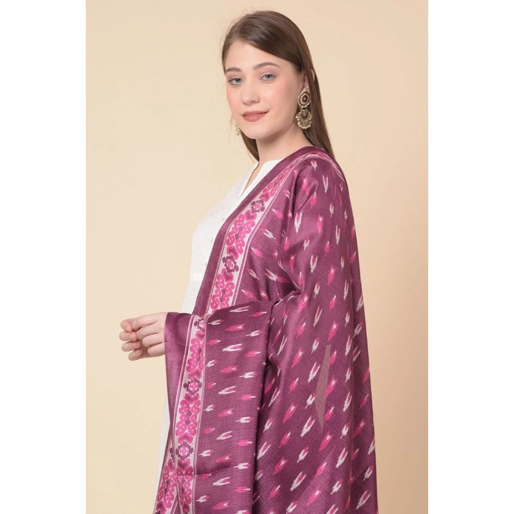 Women's Art Silk Printed Shawl (Purple, Length: 2.25 to 2.50 Mtr)
