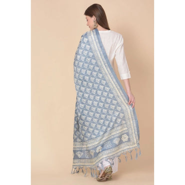 Women's Art Silk Printed Shawl (Grey, Length: 2.25 to 2.50 Mtr)
