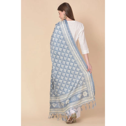 Women's Art Silk Printed Shawl (Grey, Length: 2.25 to 2.50 Mtr)