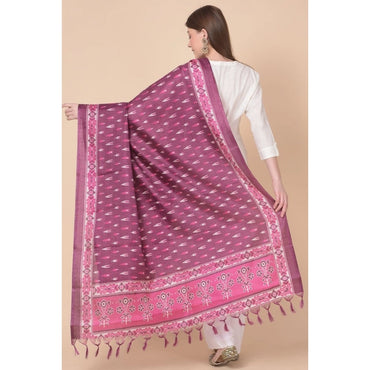 Women's Art Silk Printed Shawl (Purple, Length: 2.25 to 2.50 Mtr)