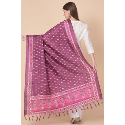 Women's Art Silk Printed Shawl (Purple, Length: 2.25 to 2.50 Mtr)