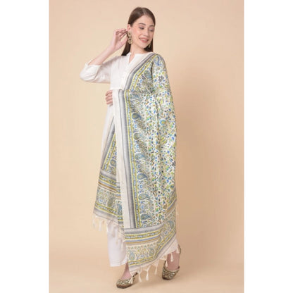 Women's Art Silk Printed Shawl (Grey, Length: 2.25 to 2.50 Mtr)