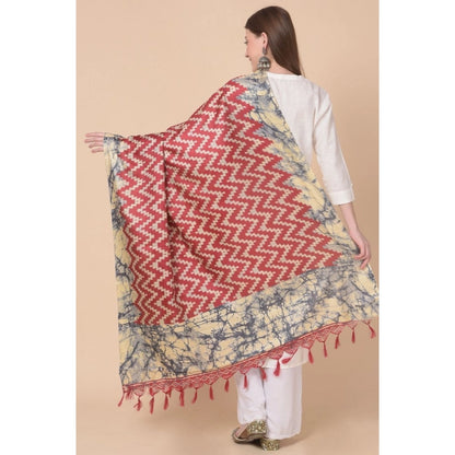 Women's Art Silk Printed Shawl (Maroon, Length: 2.25 to 2.50 Mtr)